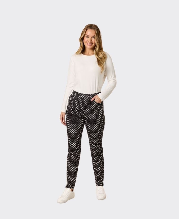 Gordon Smith Pant Bow Tie Print Pullon - Black/White