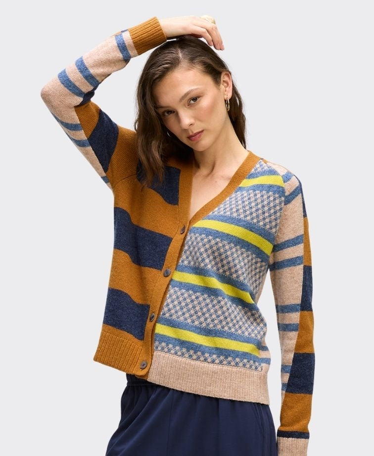 LD + Co Cardi Groove Stripe - Toffee