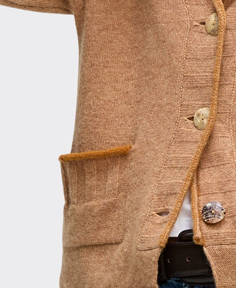 LD + Co Cardi Collared Pocket Trim - Camel