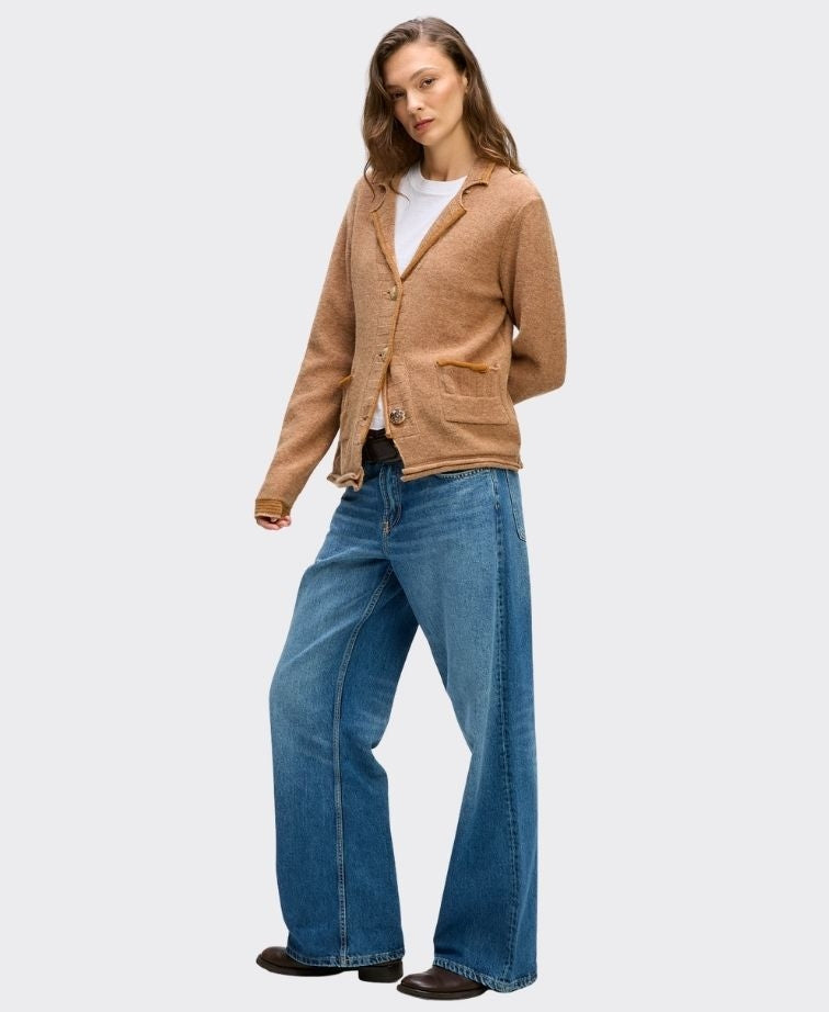 LD + Co Cardi Collared Pocket Trim - Camel