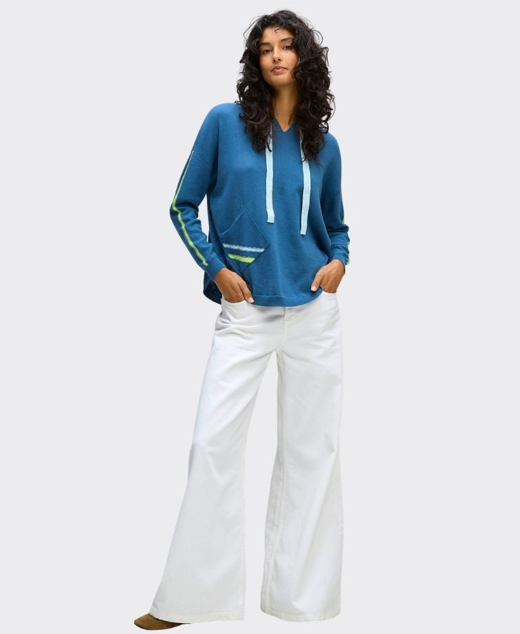 LD + Co Jumper Hooded Contrast Pocket - Indigo