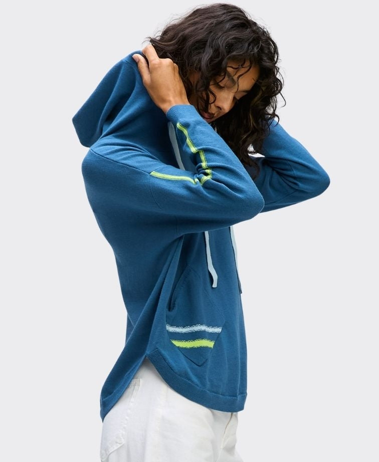 LD + Co Jumper Hooded Contrast Pocket - Indigo