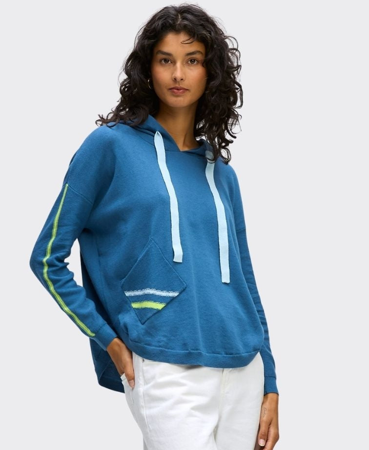 LD + Co Jumper Hooded Contrast Pocket - Indigo