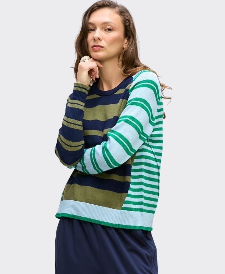 LD + Co Jumper Crazy Stripe Crew - Ink