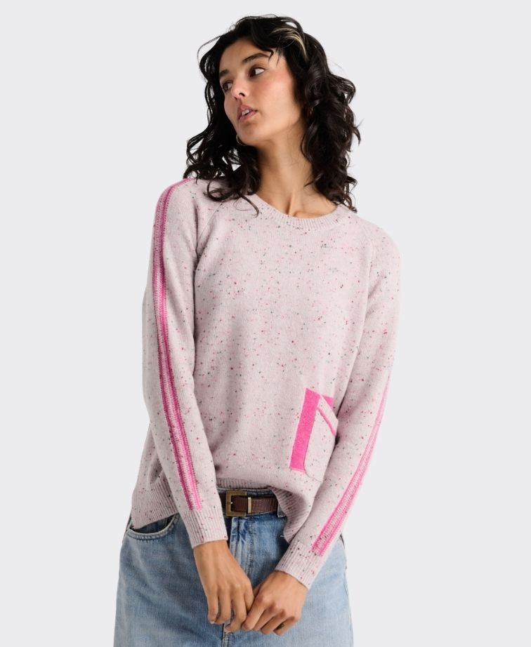 LD + Co Jumper Pocket Detail Raglan Tweed - Peacock