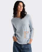 LD + Co Jumper Pocket Detail Raglan Tweed - Sky