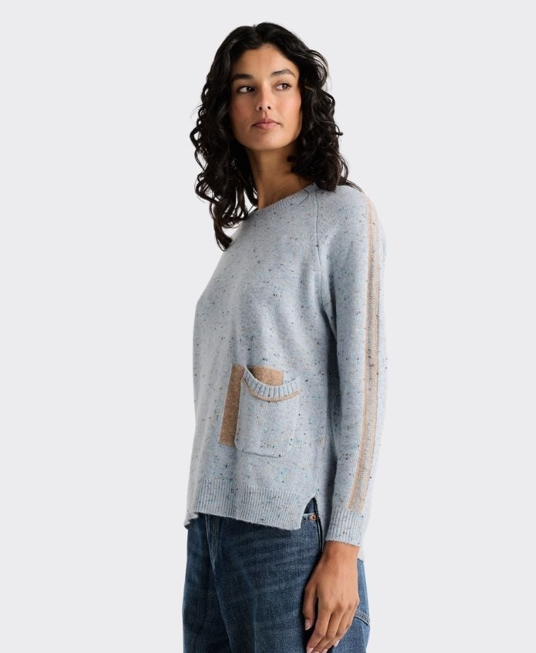 LD + Co Jumper Pocket Detail Raglan Tweed - Sky