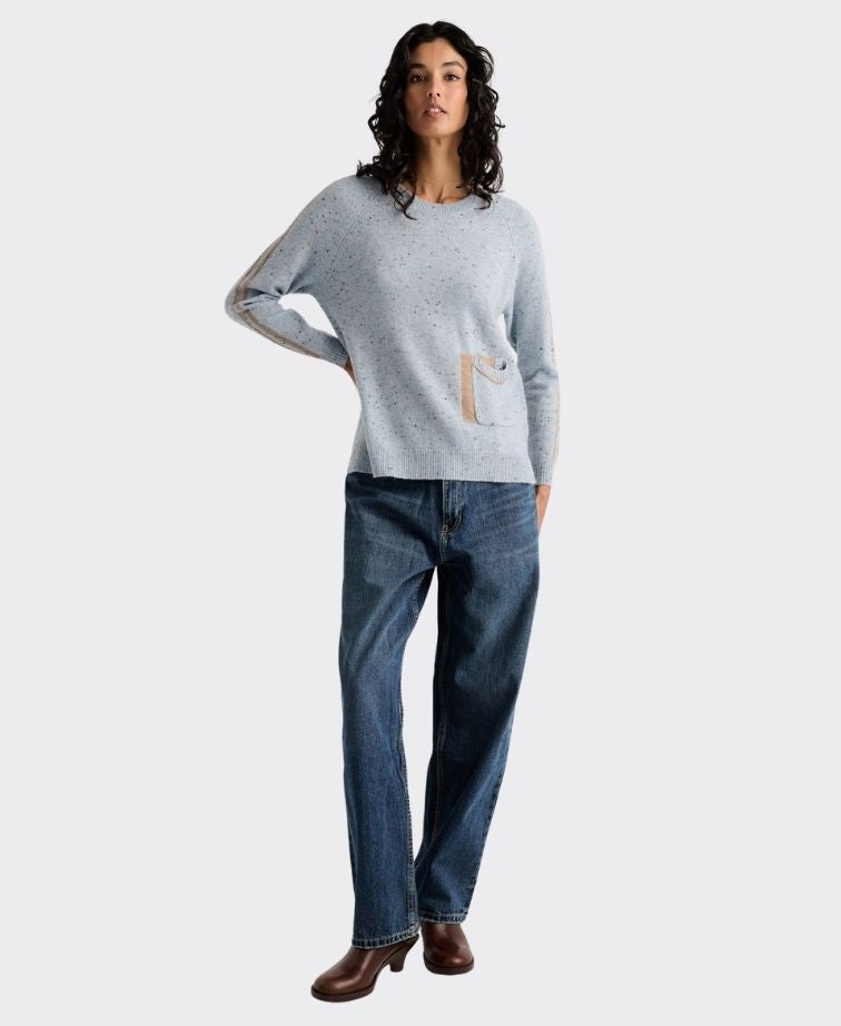 LD + Co Jumper Pocket Detail Raglan Tweed - Sky