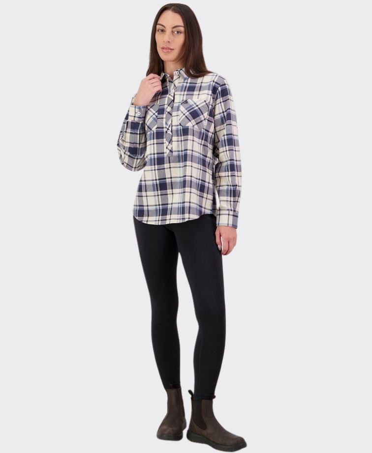 Swanndri Womens Egmont Shirt - Biscuit Navy