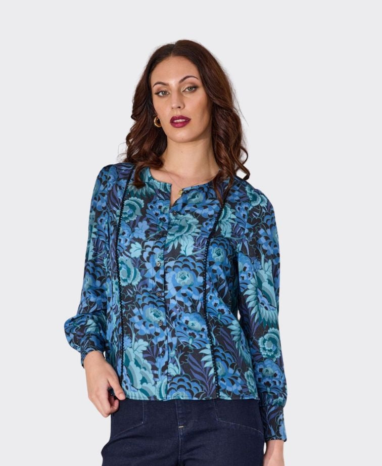 Newport Shirt Nightfall Print Lace Trim - Nightfall Print