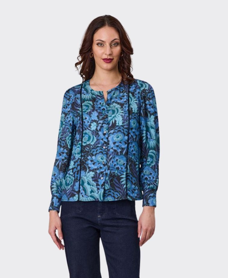 Newport Shirt Nightfall Print Lace Trim - Nightfall Print