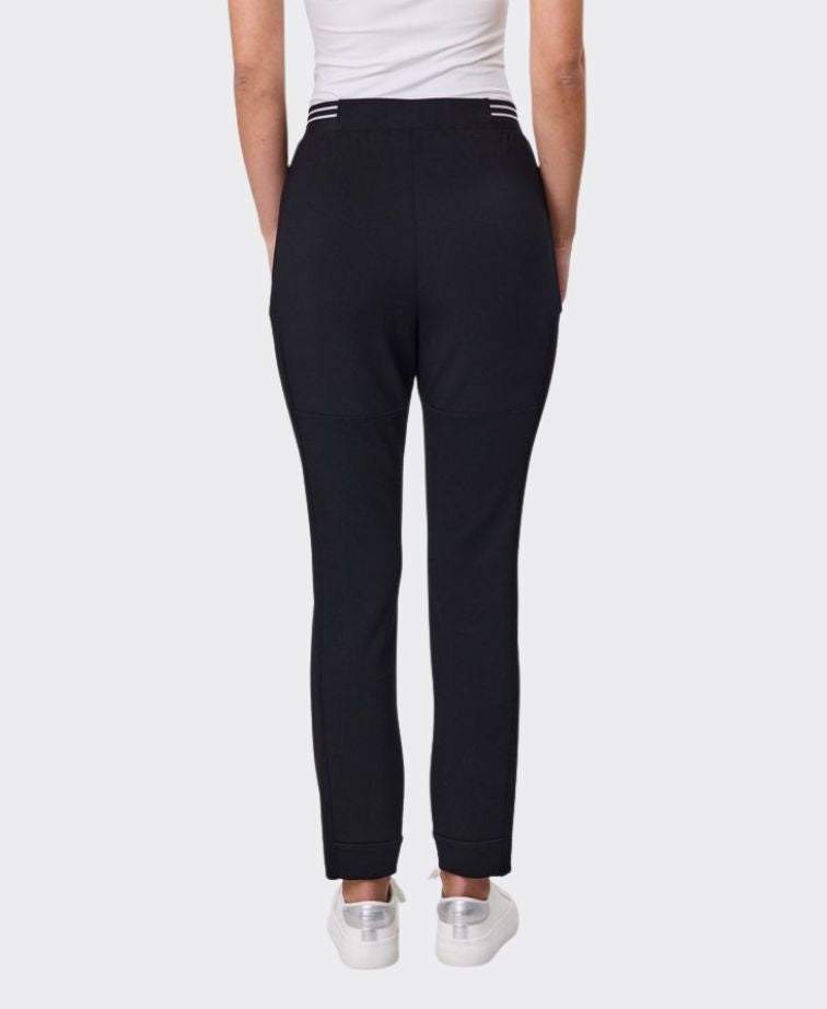 Newport Pant Compass Stripe Trim Waist - Black