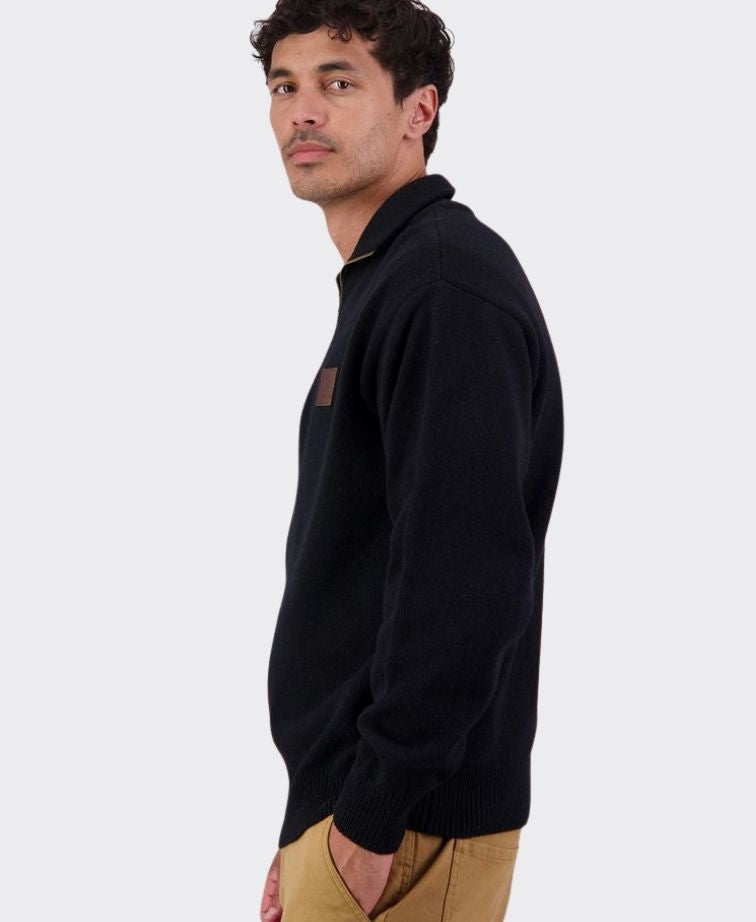 Swanndri Mariner Zip Neck Sweater - Black