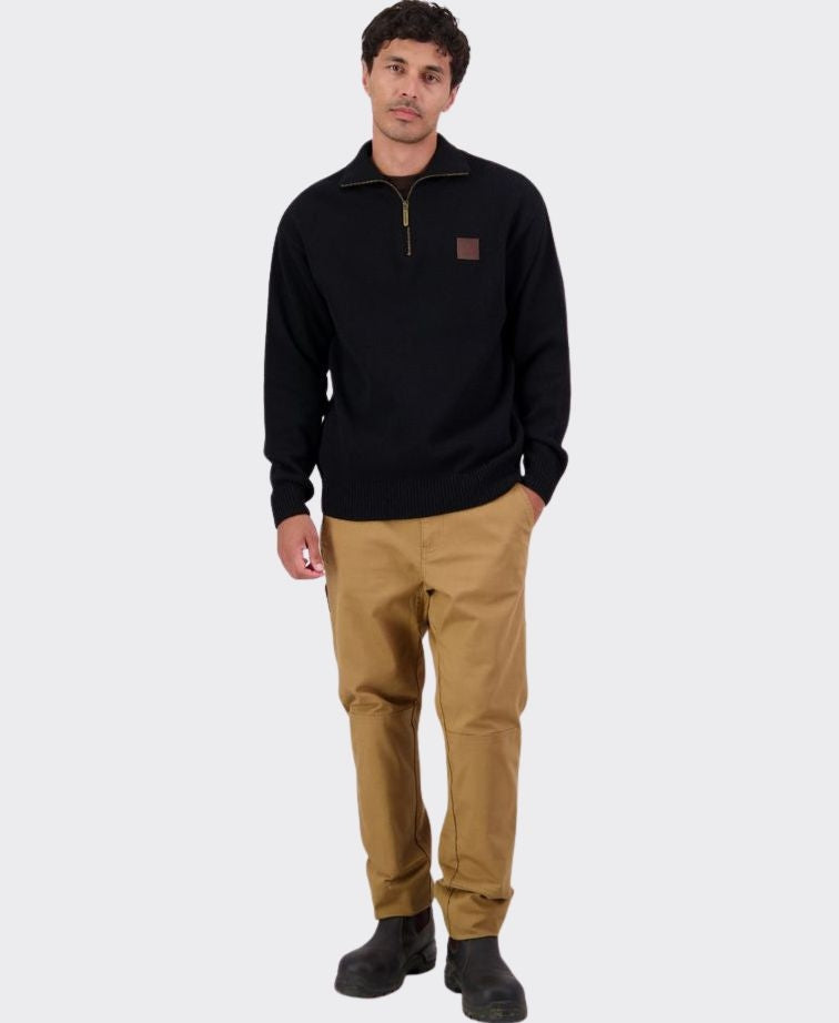 Swanndri Mariner Zip Neck Sweater - Black