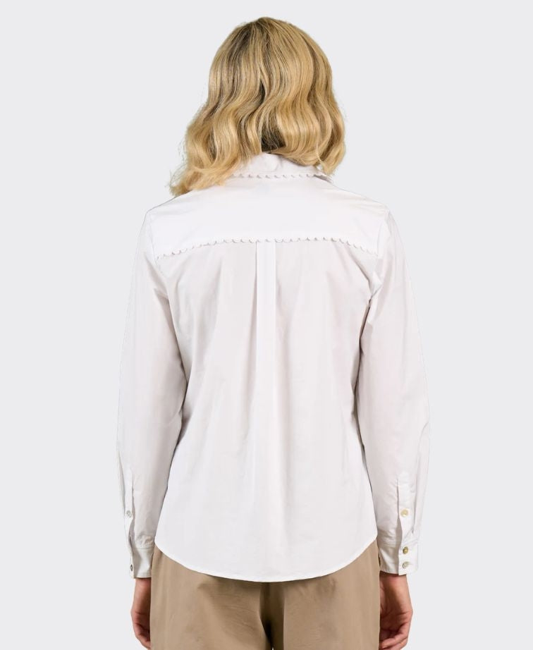 Charlie Jane Shirt Levin Edge Trim - White