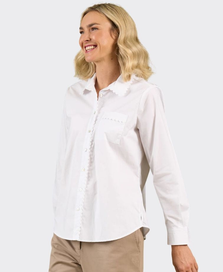 Charlie Jane Shirt Levin Edge Trim - White