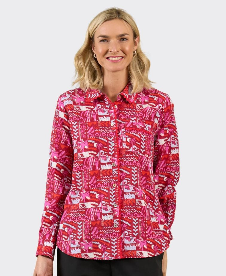 Charlie Jane Shirt Levin Edge Trim - Sea Scape
