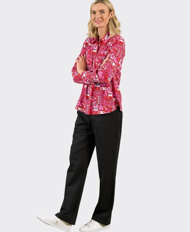 Charlie Jane Shirt Levin Edge Trim - Sea Scape