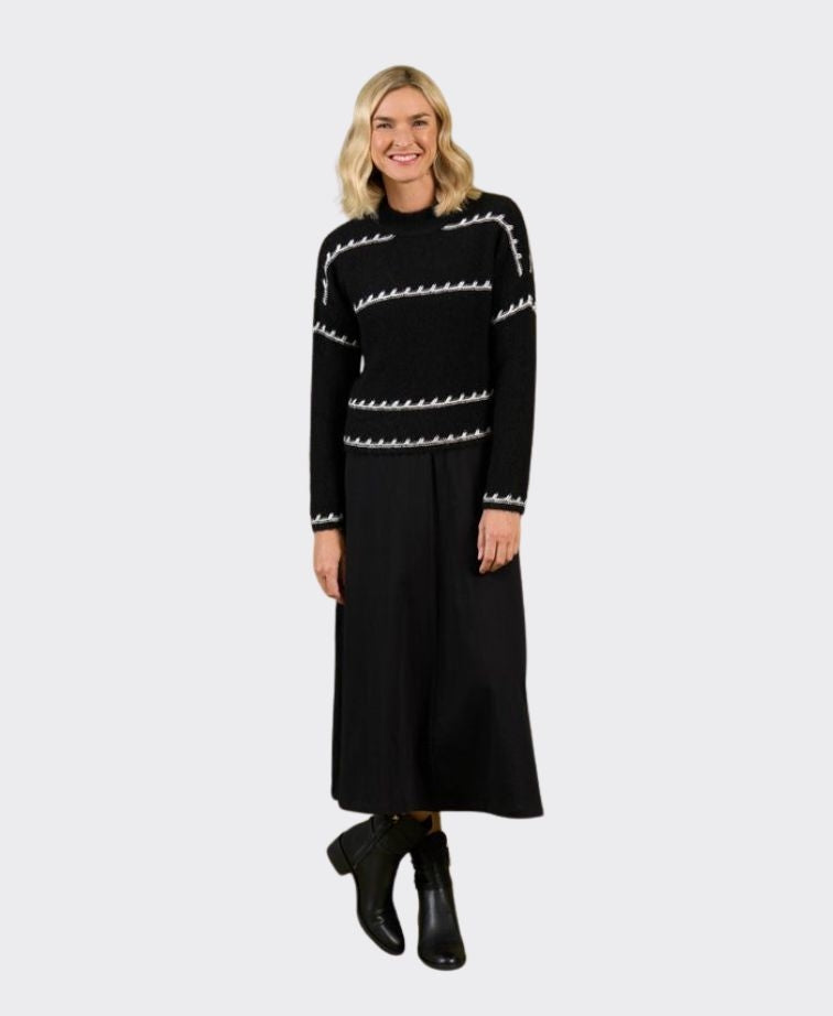 Charlie Jane Knit Mackenzie Contrast Stitch - Mono Stripe
