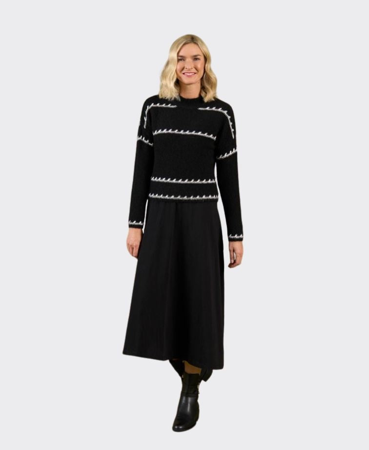 Charlie Jane Knit Mackenzie Contrast Stitch - Mono Stripe