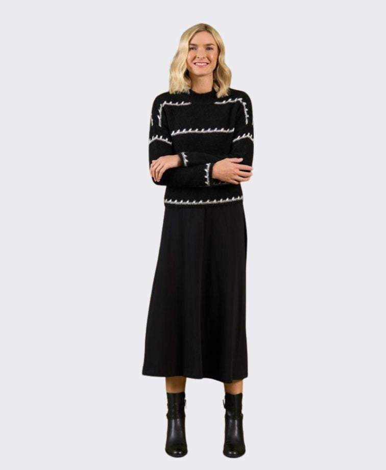 Charlie Jane Knit Mackenzie Contrast Stitch - Mono Stripe