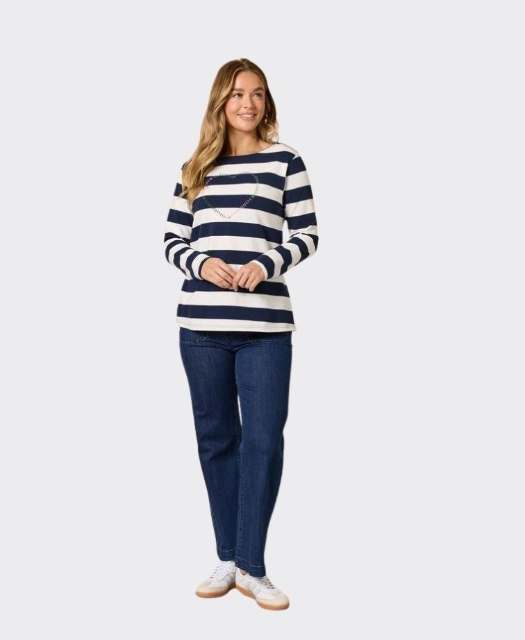 Threadz Tee From The Heart Stripe - Navy/Ivory