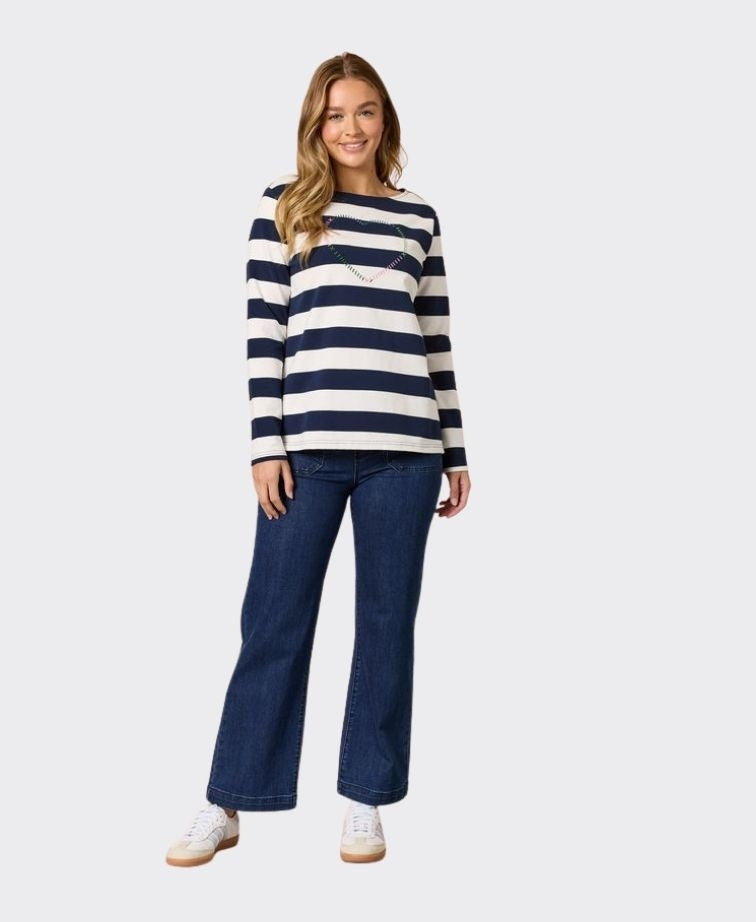 Threadz Tee From The Heart Stripe - Navy/Ivory