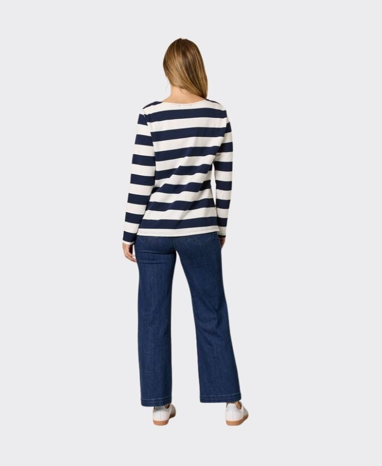 Threadz Tee From The Heart Stripe - Navy/Ivory
