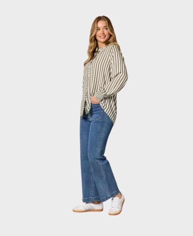 Threadz Shirt Amour Stripe - Khaki/White