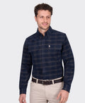 Thomas Cook Shirt L/S Ronald Thermal - Navy/Tan