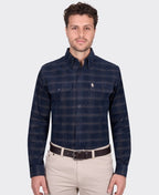 Thomas Cook Shirt L/S Ronald Thermal - Navy/Tan