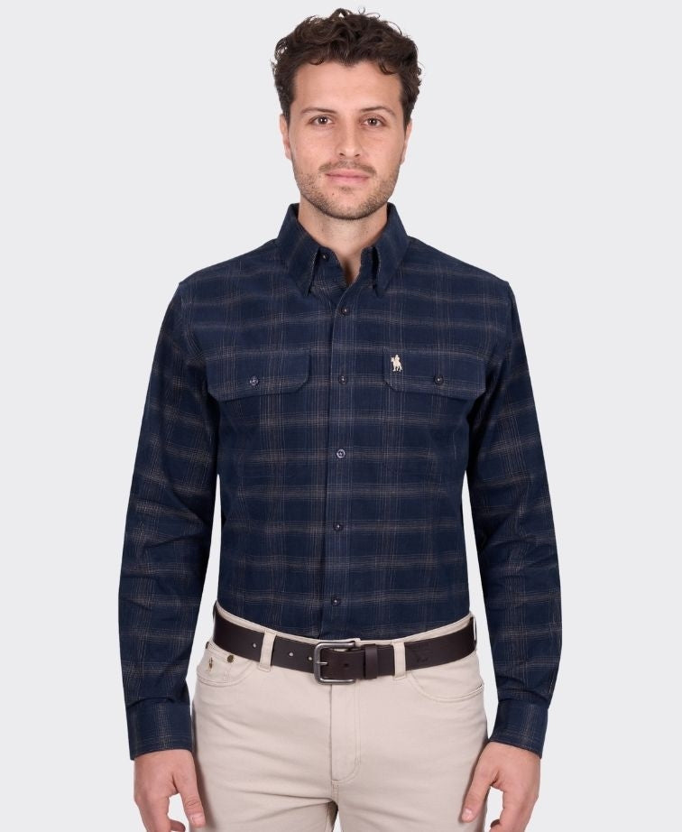 Thomas Cook Shirt L/S Ronald Thermal - Navy/Tan