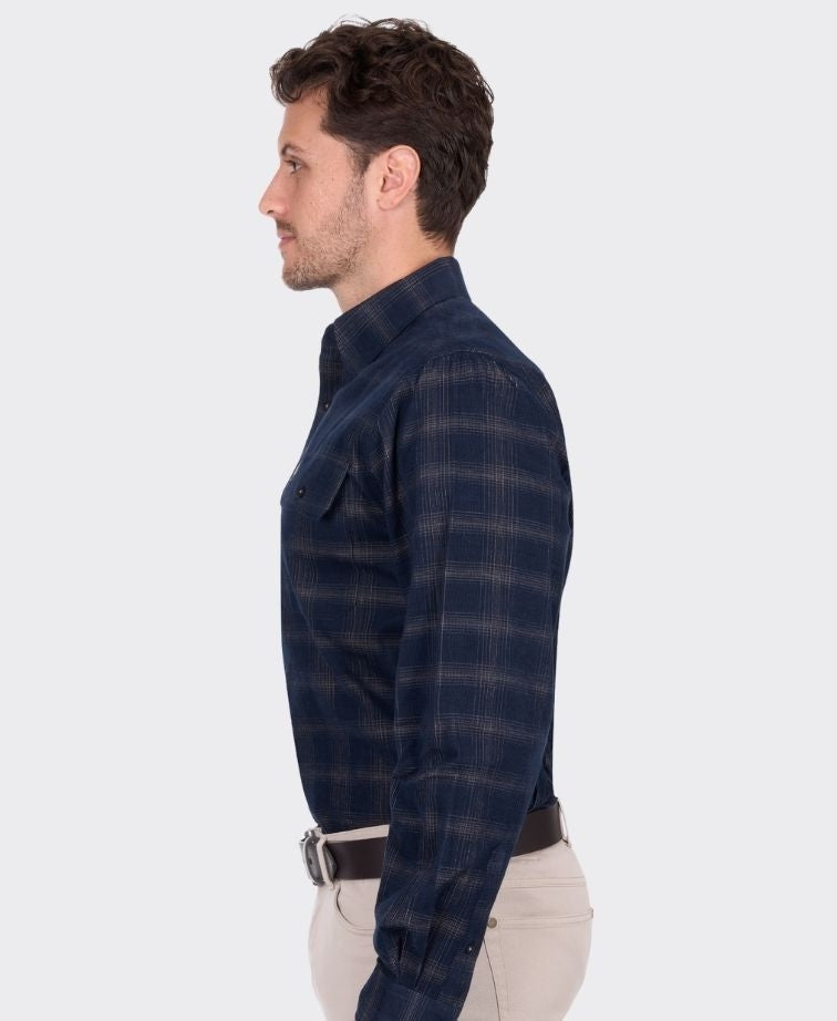 Thomas Cook Shirt L/S Ronald Thermal - Navy/Tan