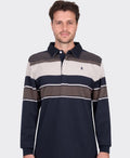 Thomas Cook Sweat Bryan Stripe Rugby - Navy/Dark Tan