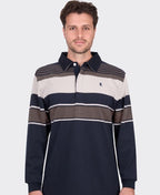 Thomas Cook Sweat Bryan Stripe Rugby - Navy/Dark Tan