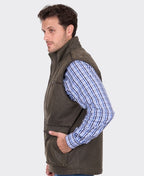 Thomas Cook Vest Marcus Faux Oilskin - Rustic Mulch