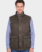 Thomas Cook Vest Marcus Faux Oilskin - Rustic Mulch