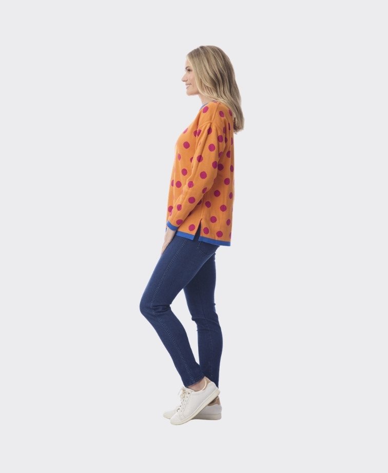 Orientique Knit Jumper Reversible Crew - Spot Orange