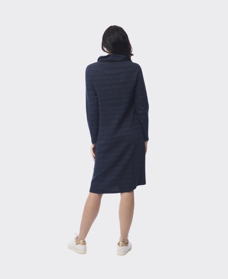 Orientique Dress Cowl Neck Textured Maluku - Print