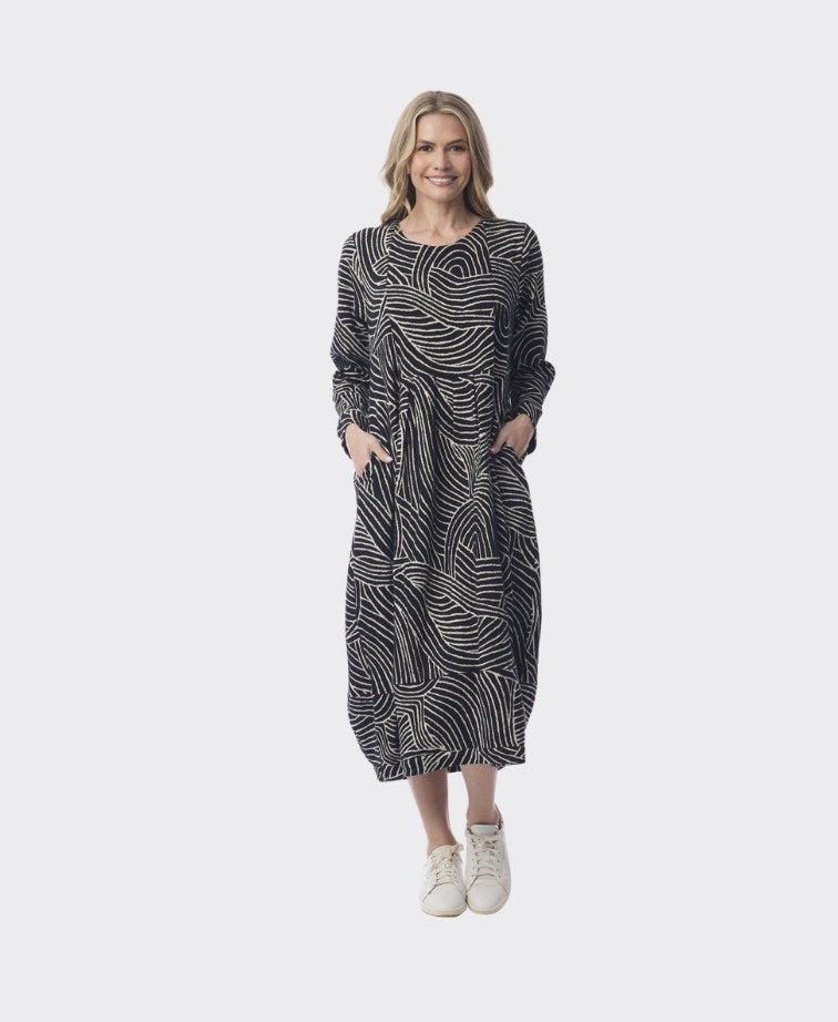 Orientique Dress Yoke/Pleat Benin - Print