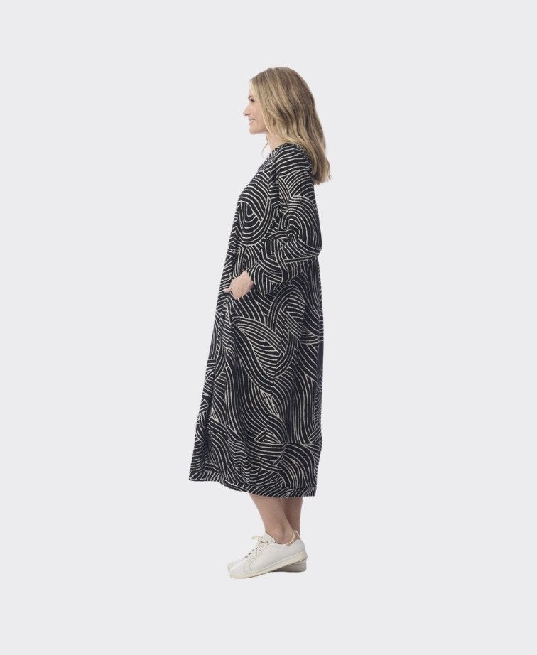 Orientique Dress Yoke/Pleat Benin - Print