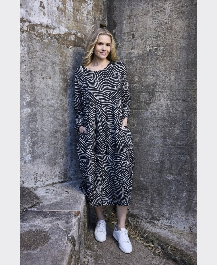 Orientique Dress Yoke/Pleat Benin - Print