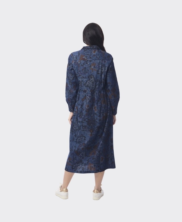 Orientique Dress Midi Collar Button Thru Tabriz - Print