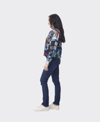 Orientique Jacket Biker Print - Porto Blue