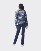 Orientique Jacket Biker Print - Porto Blue
