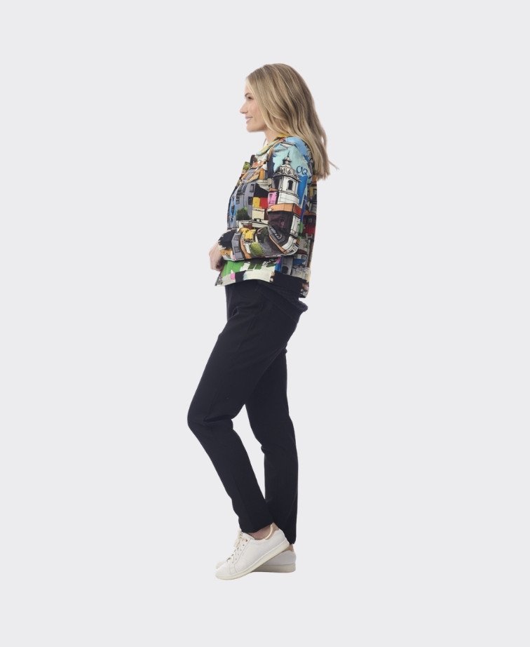 Orientique Jacket Biker Print - Porto Colour