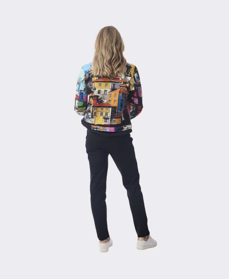 Orientique Jacket Biker Print - Porto Colour