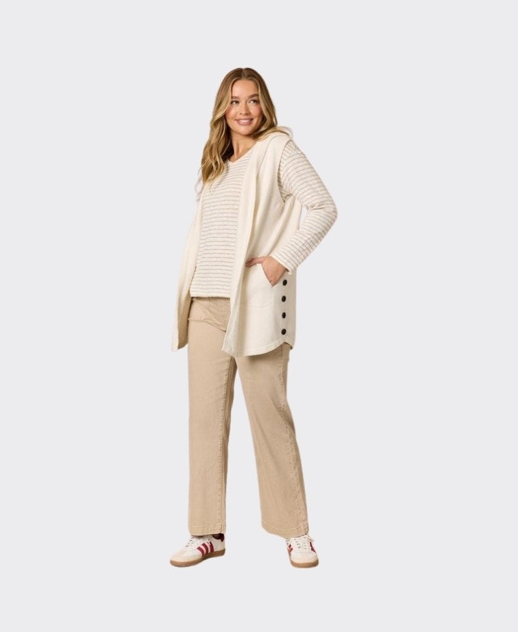 Threadz Vest Ollie Side Button - Ivory