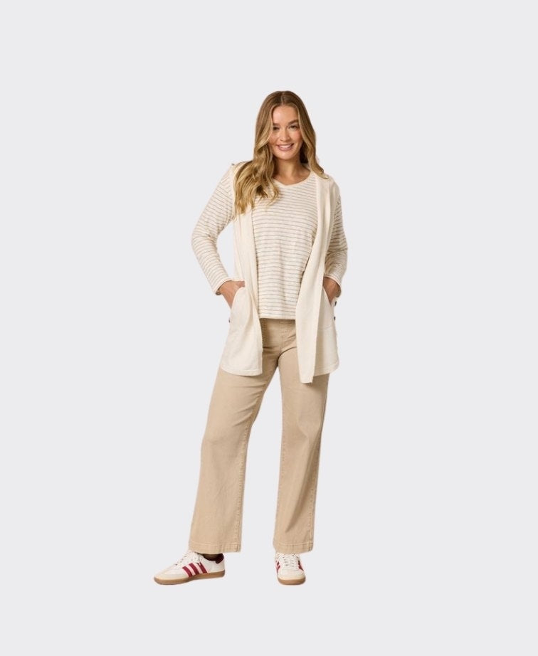 Threadz Vest Ollie Side Button - Ivory