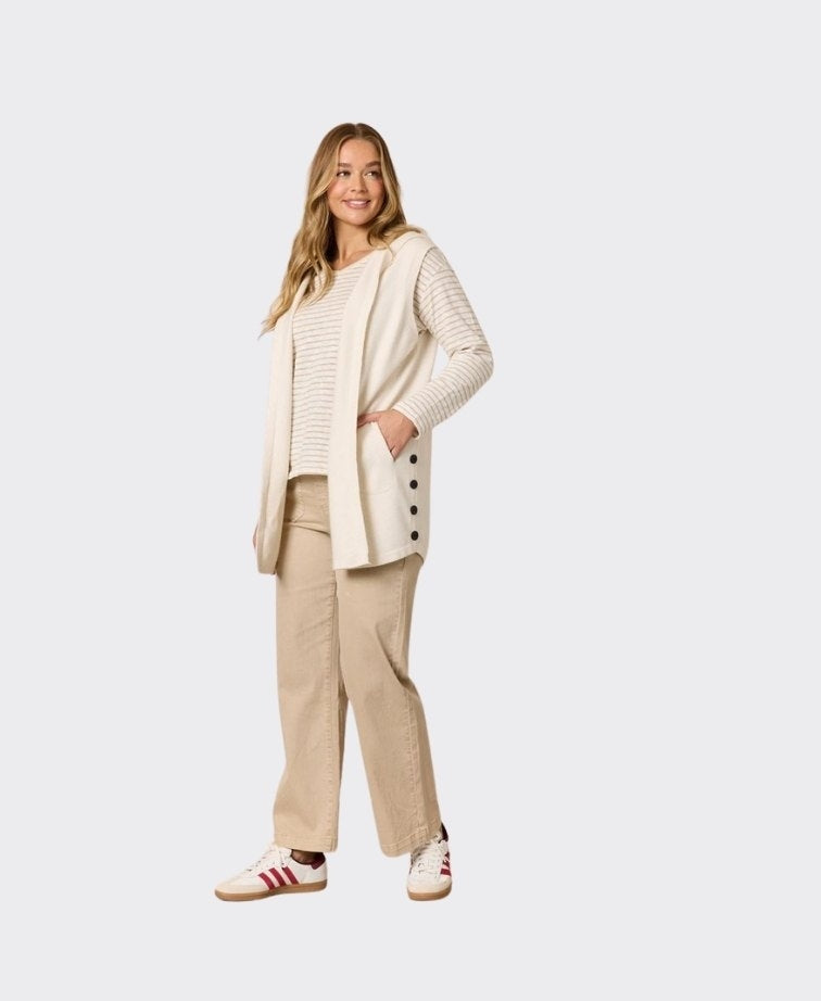 Threadz Vest Ollie Side Button - Ivory